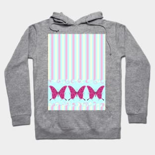 Butterflies And Stripes Pattern Hoodie